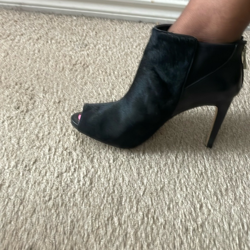 Black mohair heel booties